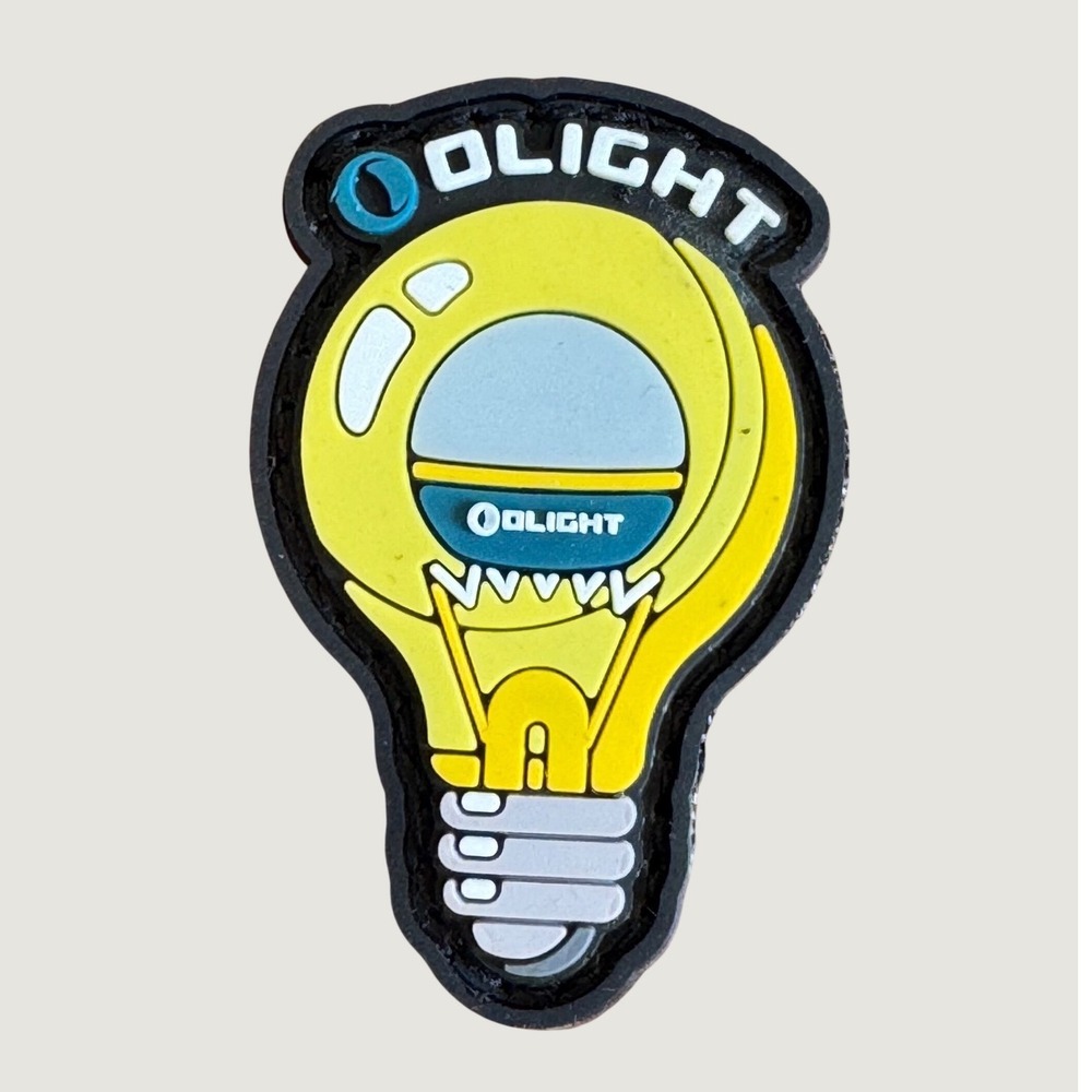 Olight Light Bulb Morale Patch PVC Hook and Loop EDC Tactical Gear Yellow Blue